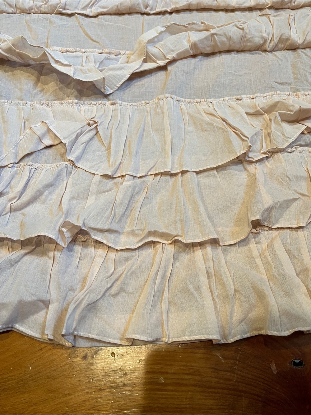 ANTHROPOLOGIE 84" x 52" Peachy Pink Ruffled Tiers Curtain Panel - Picture 6 of 7